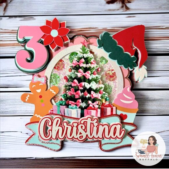 Personalized Christmas Cake Topper | Custom Birthday Shaker | MADE TO ORDER - Picture 4 of 5